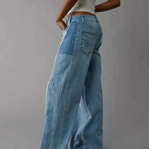 AE Dreamy Drape Stretch Patchwork Low-Rise Baggy Wide-Leg Jean - Picture 2 of 4